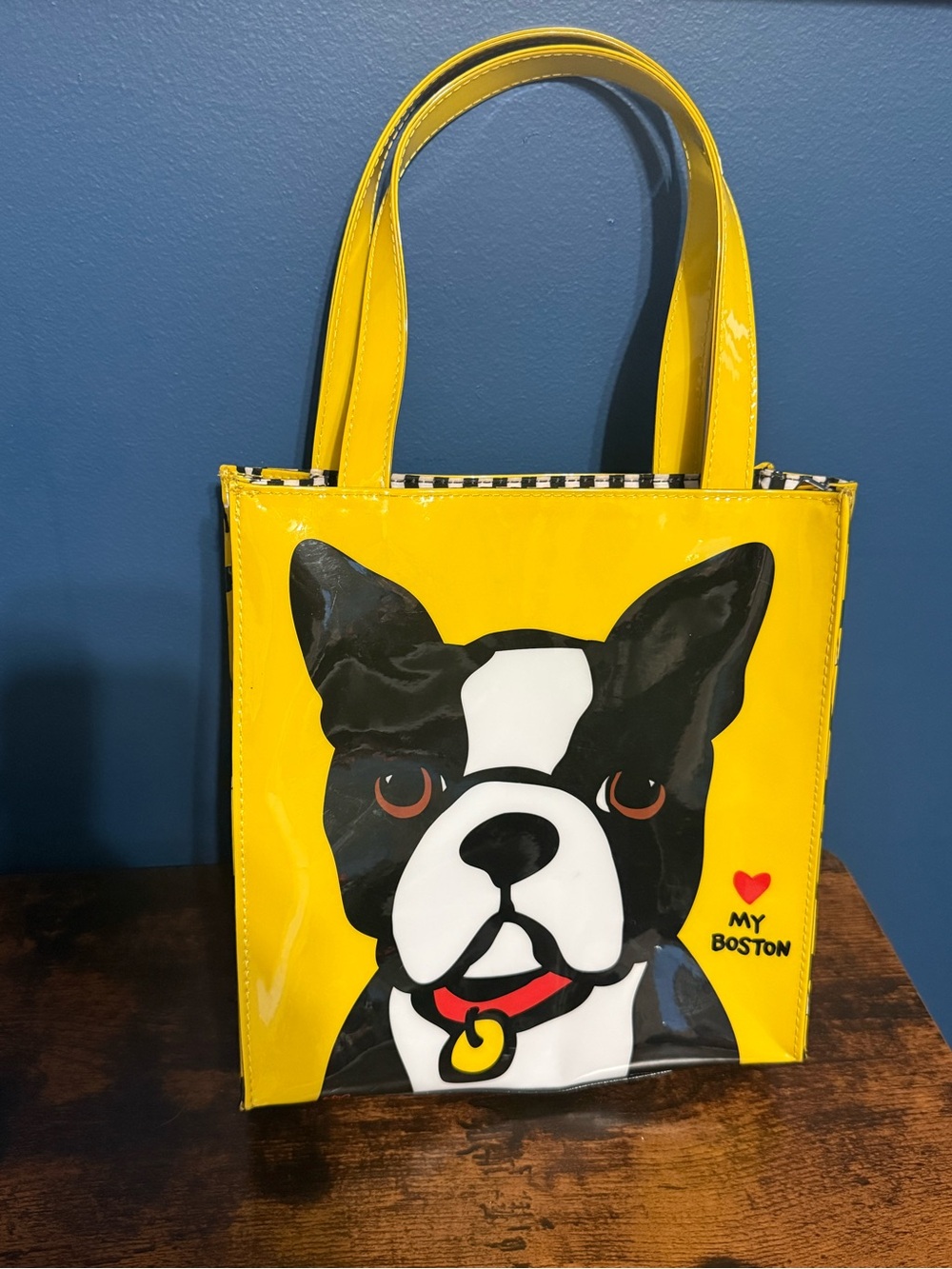 Marc Tetro My Boston Yellow Dog Tote Bag – Cute Boston Terrier Design